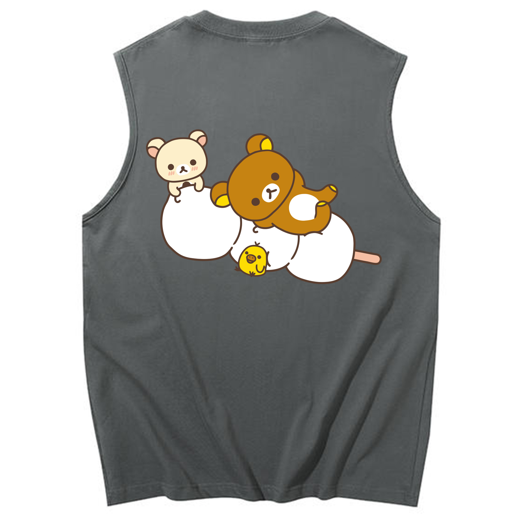 （画像用） リラックマ リラックマ キイロイトリ Rilakkuma Korilakkuma Kiiroitori コットン100％タンクトップ（背面プリント）